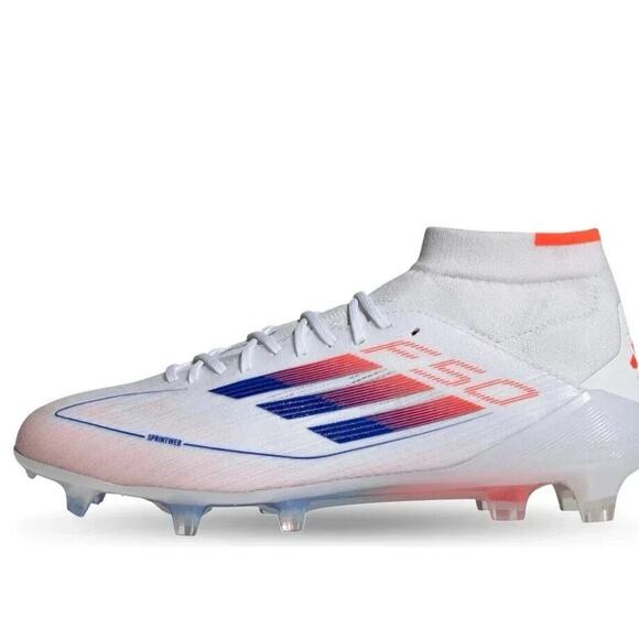 Adidas F50 Elite Mid FG Soccer Cleats White Blue ID9203 NBY Women's Size 6 - Picture 1 of 5